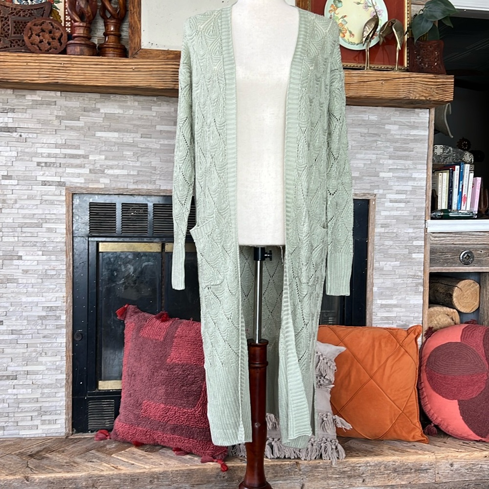 Light Sage Green Long Cardigan